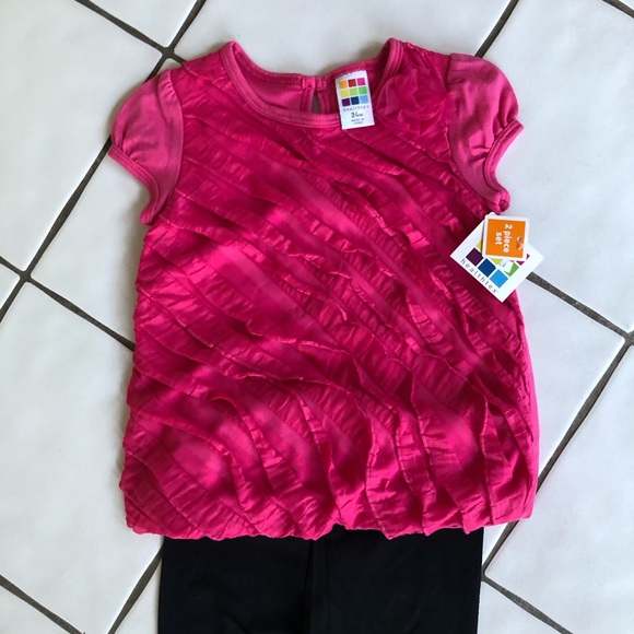 Lot of 3 NWT Leggings, Zebra Print & Pink Ruffle Tops - Picture 6 of 8